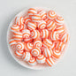 Colorful 15mm Swirl Pattern Priented Round Silicone Beads 50pcs - Orange