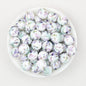 Colorful Floral Pattern 15mm Round Silicone Beads 50pcs 7