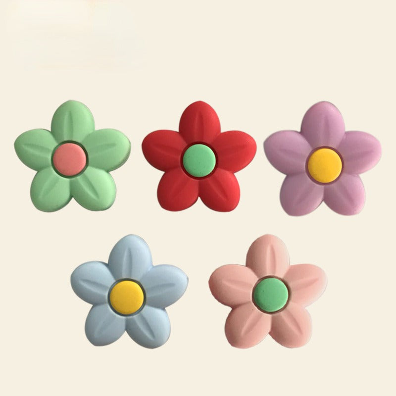 Silicone Focal Beads Flower Pastel Colors Center Dot 20pcs