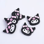 Silicone Focal Beads Kulomi Kitty Black Kitty Face with Pink Skull Bow 10pcs 3