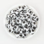 15mm Black and White Patterned Silicone Round Beads 50pcs 2