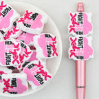 Her Fight Is My Fight Pink Ribbon Silicone Focal Beads 20Pcs 