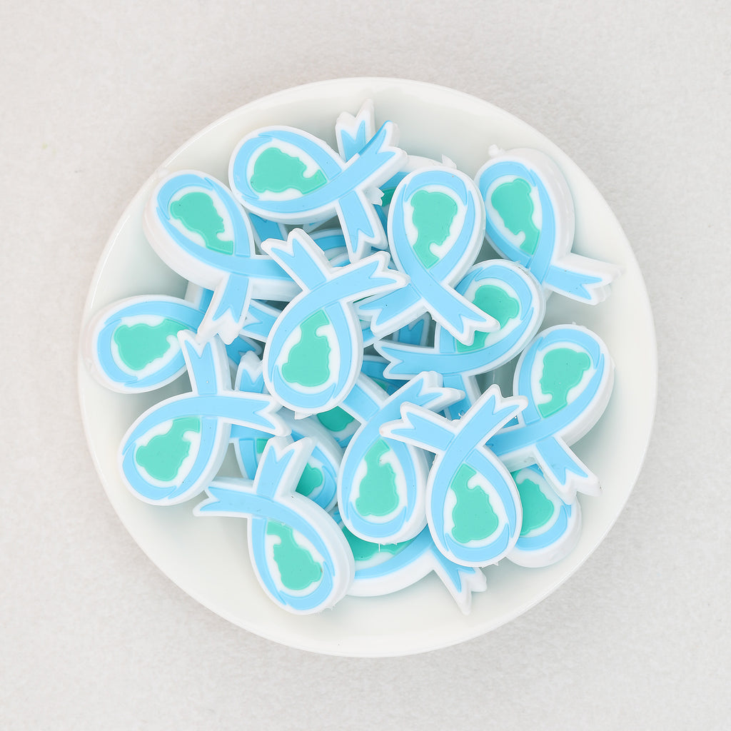 Blue Pink Avatar Ribbon Silicone Focal Beads 20pcs 3