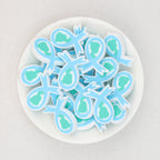 Blue Pink Avatar Ribbon Silicone Focal Beads 20pcs 3