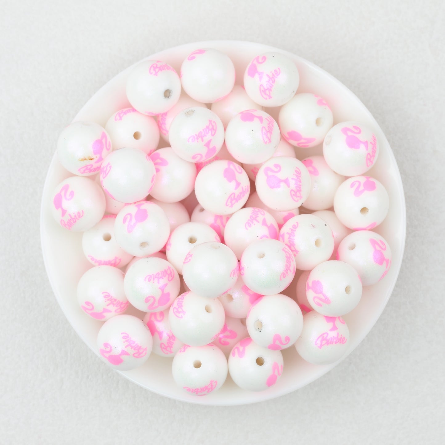 15mm Pink Barbie Print Round Silicone Beads 50pcs 2