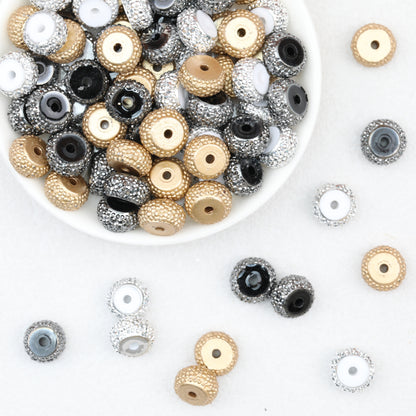 Metallic Sugar Textured Resin Round Spacer Beads 12mm 50pcs