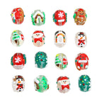 Hand Drawn Christmas Glass Beads 14mmx16mm Holiday Focal Beads 5