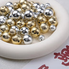 Plating Matte Wrinkle Round Acrylic Beads 10-16mm Metallic 50pcs 2