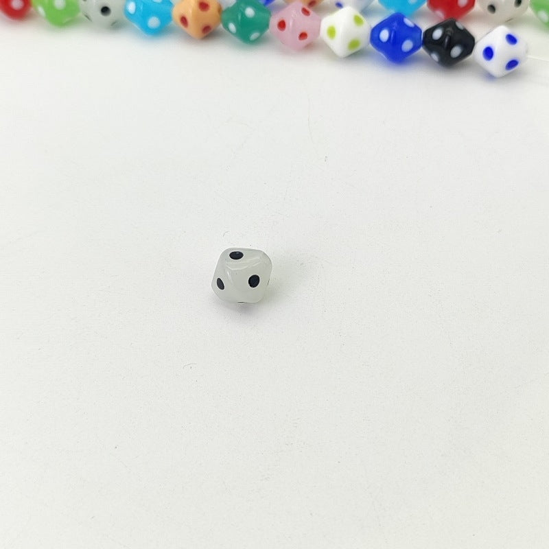 Lampwork Glass Beads Rhombus 12mm Jelly Color Polka Dot 8pcs 13