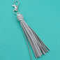 PU Leather Tassel Keychain 9cm Strips Silver Lobster Clasp 9