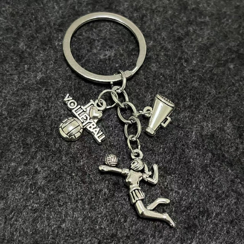 Alloy Horn Volleyball Player Keychain Metal Sports Charm 12