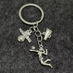 Alloy Horn Volleyball Player Keychain Metal Sports Charm 12