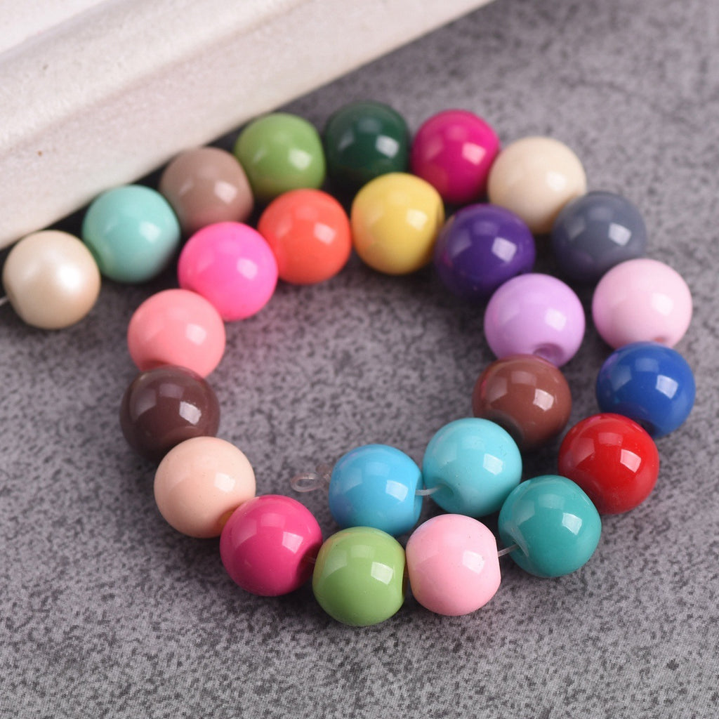 Solid Color Round Acrylic Beads 8mm 100g