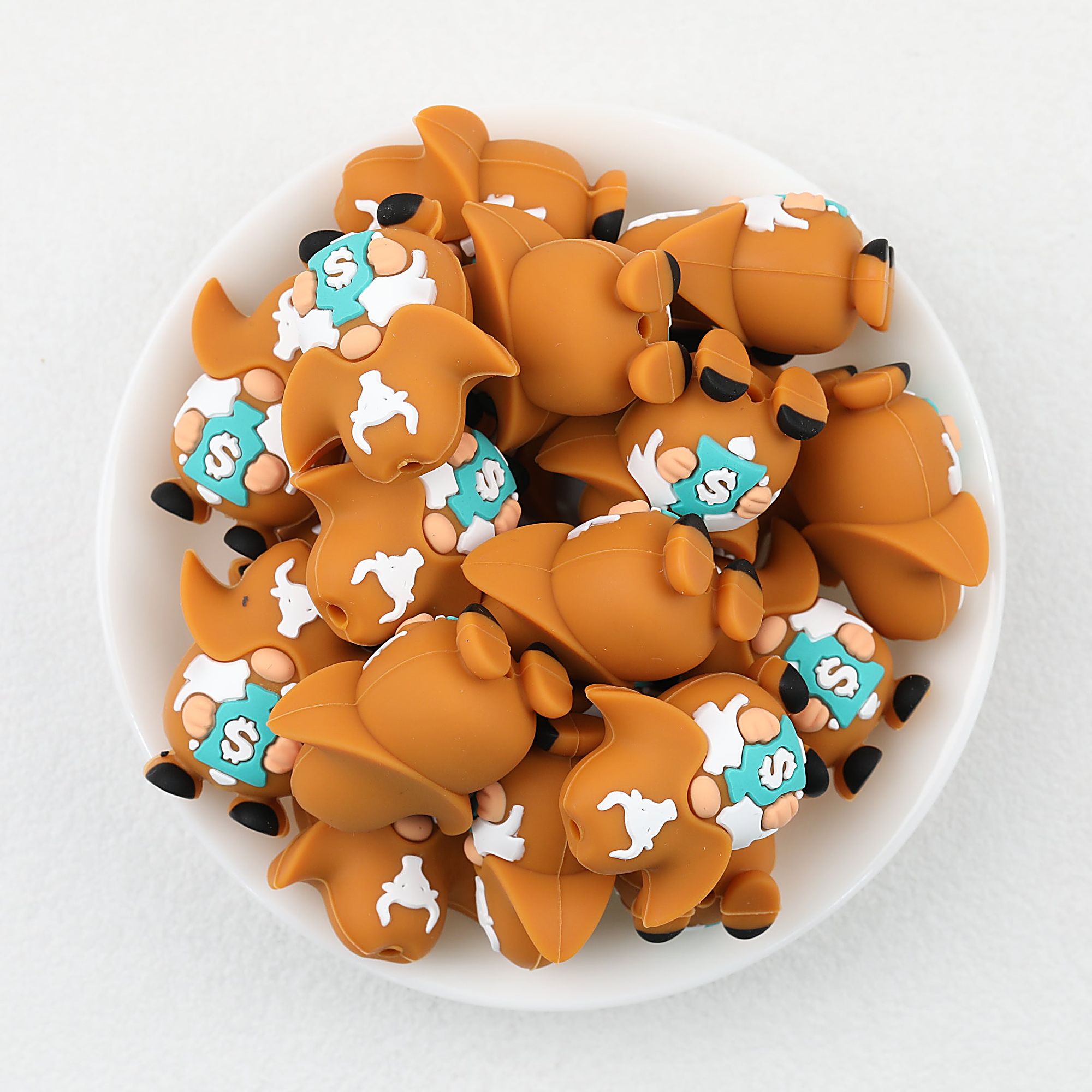 3D Brown Cowboy Money Bag Silicone Focal Beads 20pcs