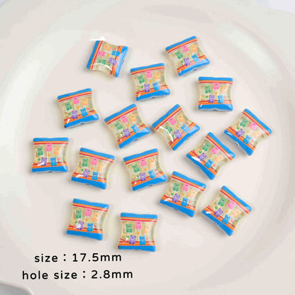 Square Acrylic Beads 17mm Apple Snack Bag Design 10pcs 4