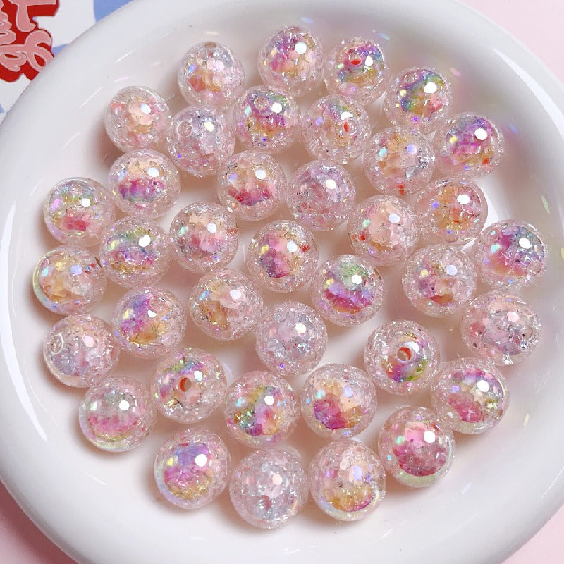 Sparkling Round Acrylic Beads 16mm Crackled Glass Effect 10pcs 5