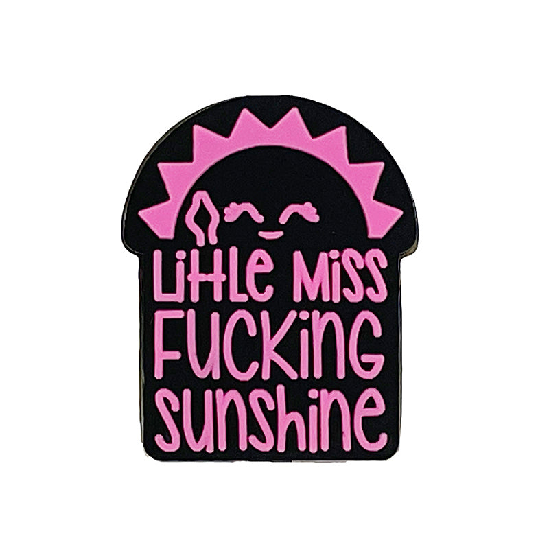 Silicone Focal Beads Little Miss Fucking Sunshine Pink and Yellow Text 20pcs 3