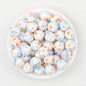 Colorful Floral Pattern 15mm Round Silicone Beads 50pcs 5