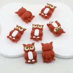3D Brown Owl Silicone Focal Beads 20pcs