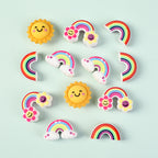 Silicone 3D Focal Beads Smiling Sun Rainbow Flowers Holding Flower Charm 20Pcs 6