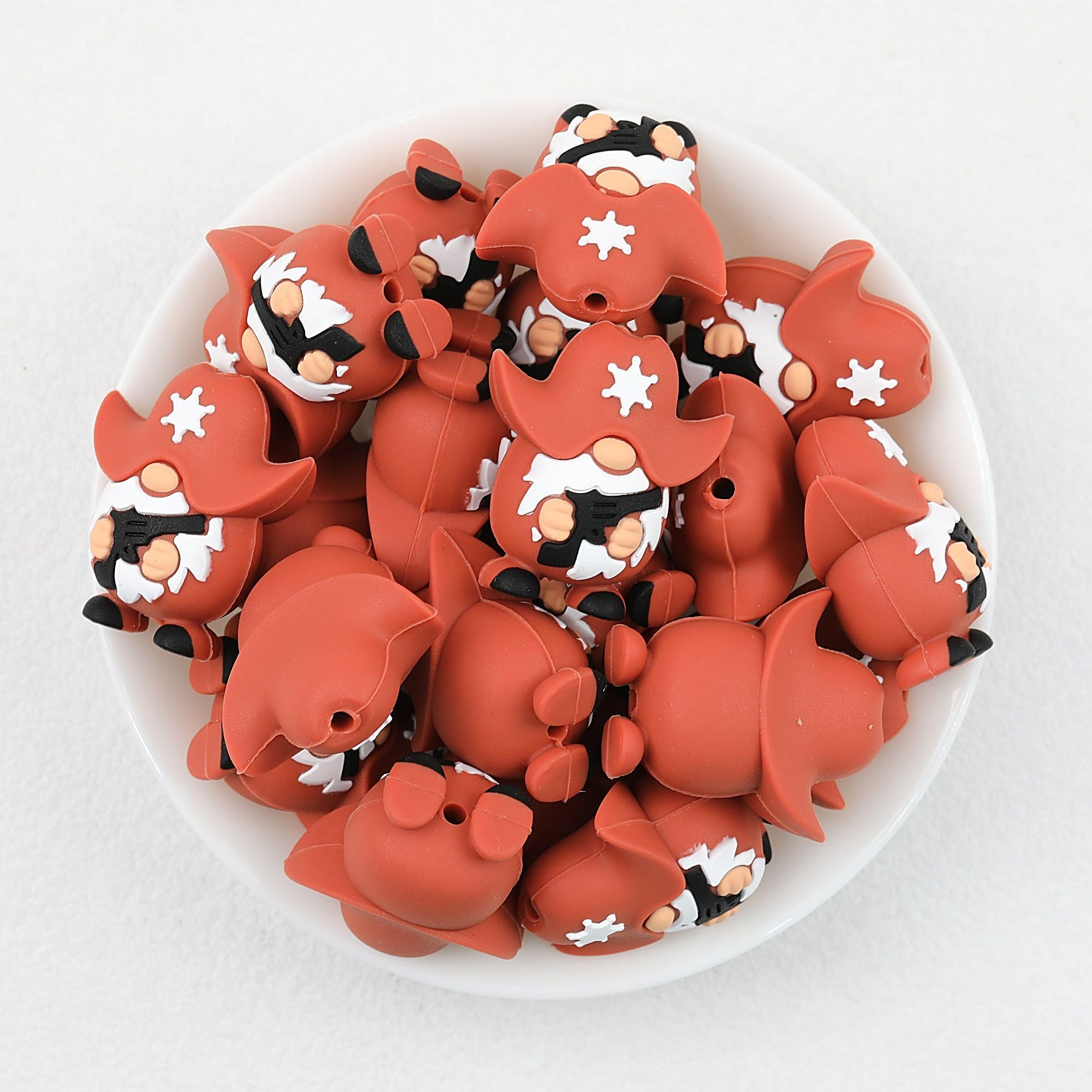 3D Brown Star Badge Gnome Silicone Focal Beads 20pcs