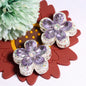 Double Layer 37mm Flower Rhinestone Beads with Alloy Base 2pcs 14