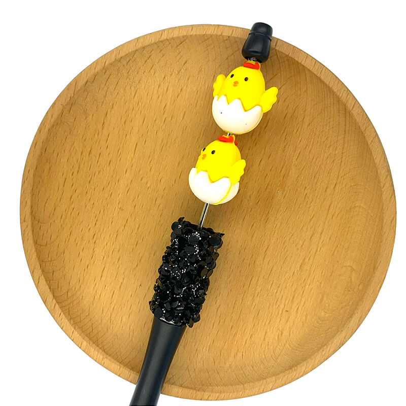 Silicone 3D Focal Beads Easter Chicken Chick Nestled in Cracked Egg 2