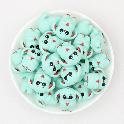 Mint Green 3D Monster Silicone Focal Beads 20pcs