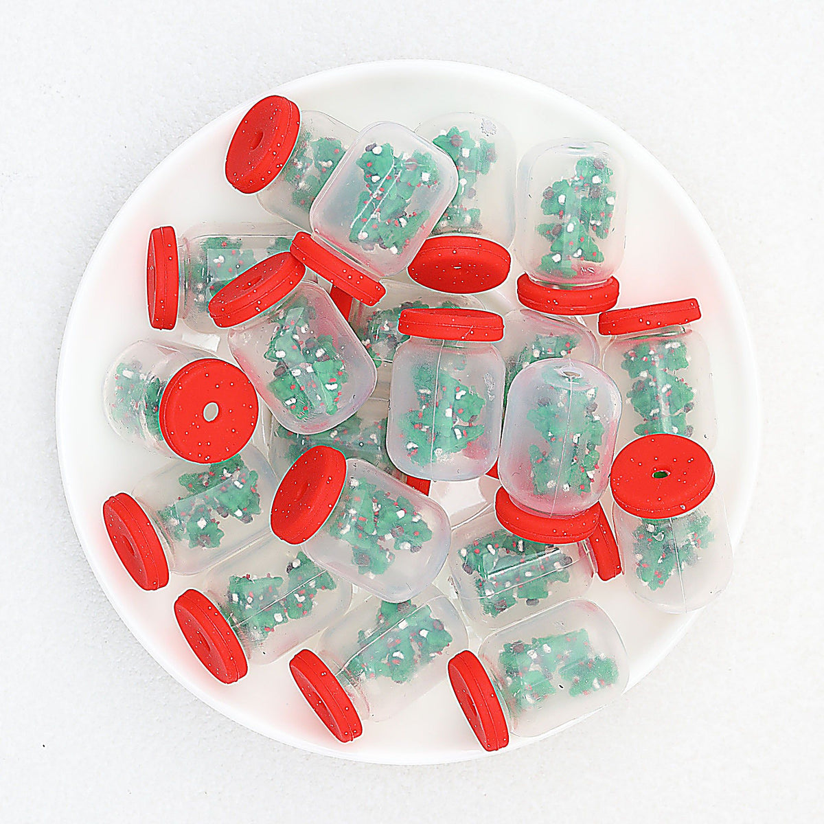 3D Christmas Glitter Bottle Silicone Focal Beads 20pcs - Christmas Tree