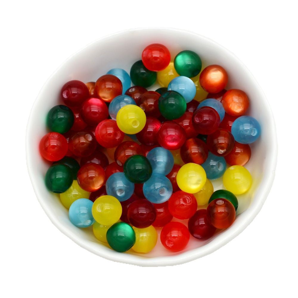 Jelly Color Imitation Cat Eye Resin Round Beads 8mm 10mm 100pcs 5