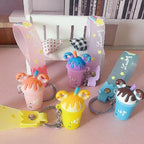 Silicone Ice Cream Cup Cartoon Food Keychain with Donut Ears 2