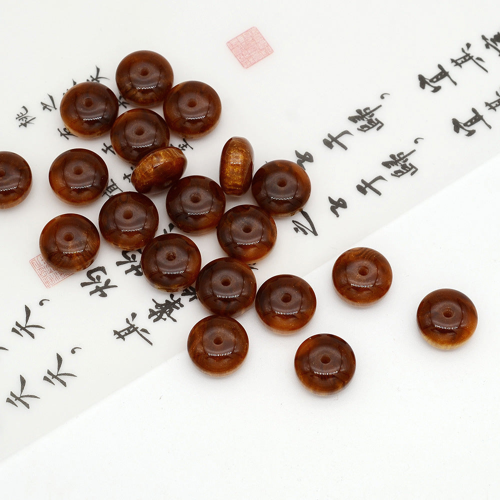 10mm Resin Rondelle Beads Imitation Gold Thread Amber 100pcs 3