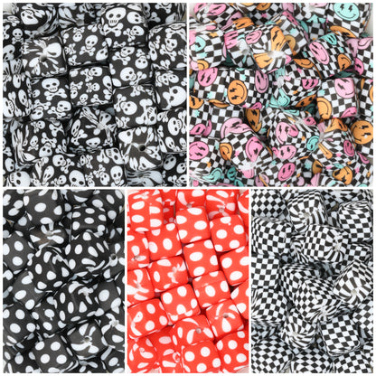 Geometric Pattern 13.5mm Square Silicone Beads with 2.5mm Hole 50pcs