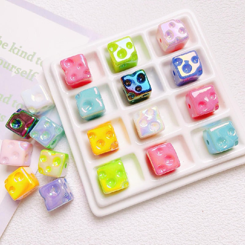 Light In The Dark Square Acrylic Beads 14.5mm Cheese Cube 10pcs