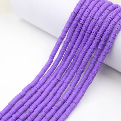 Flat Clay Beads 6mm Solid Color Smooth Polymer Disc 10strands 44