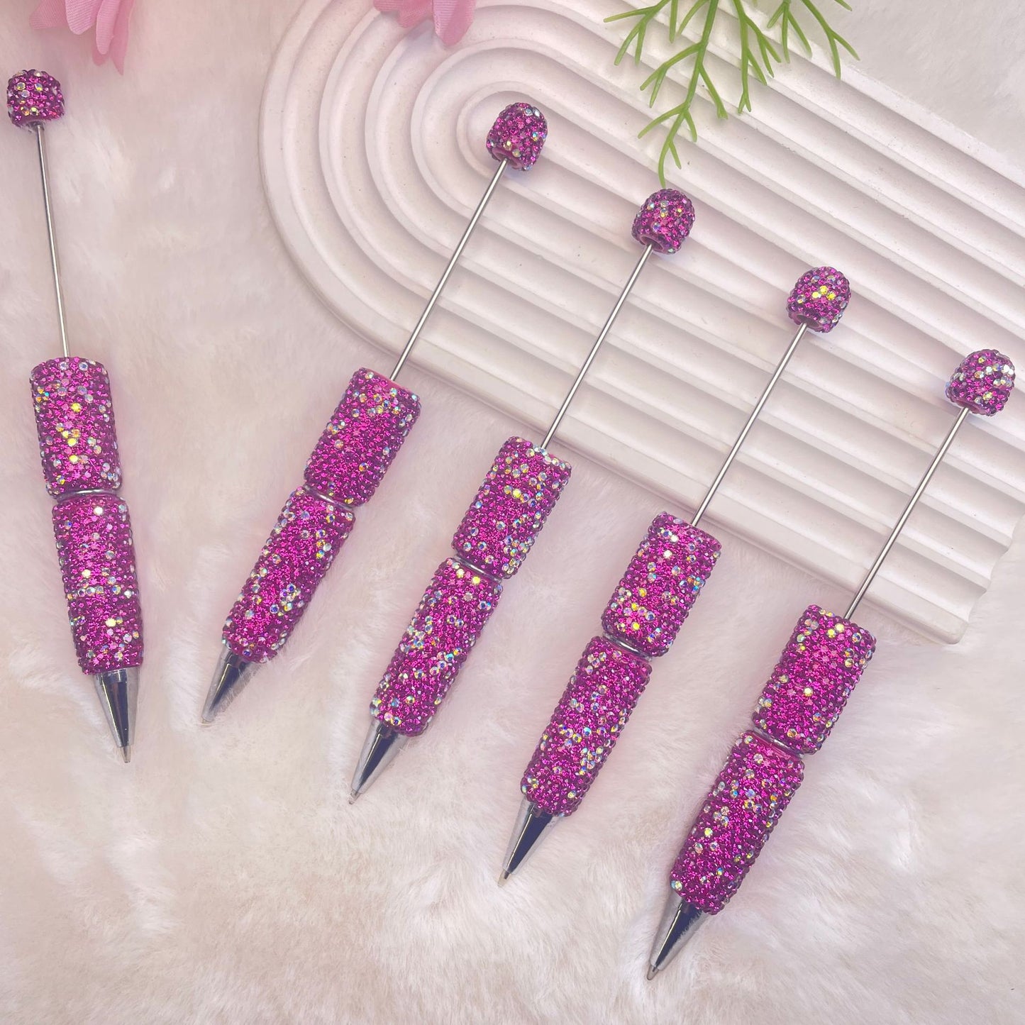 Beadable Pen Full Rhinestone Ballpoint Bright Colorful 3