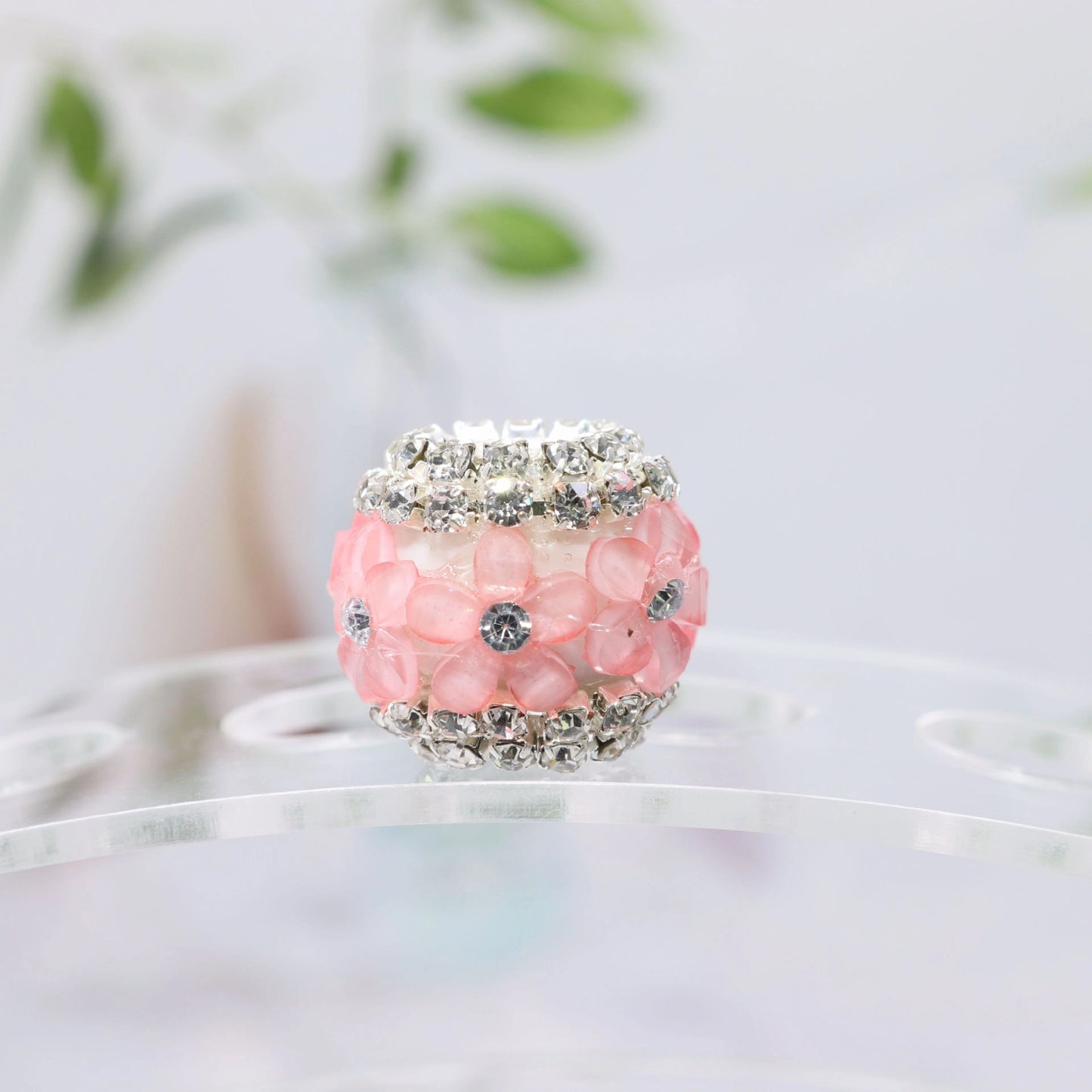 Flower Cluster Bubblegum Rhinestone Beads 16mm Pink Glitter Acrylic 5pcs 2