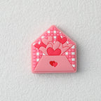 Love Heart Envelope Silicone Focal Beads Pink 20pcs
