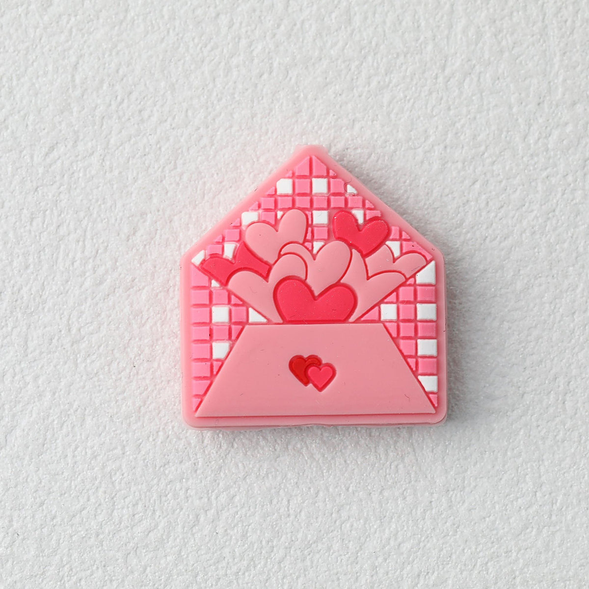 Love Heart Envelope Silicone Focal Beads Pink 20pcs