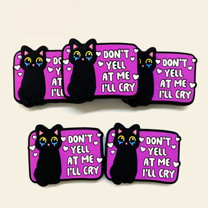 Silicone Focal Beads Tearing Kitten Purple Background with Text 20pcs