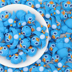 Blue 3D Bird Silicone Focal Beads 20 pcs