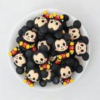 Silicone 3D Focal Beads Cartoon Mickey Iconic Ears Front View 20pcs