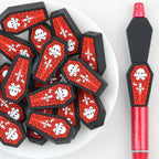 3D Skull Coffin Silicone Focal Beads Wholesale, Red Skeleton Halloween Design