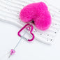 Beadable Metal Keychains With Heart Pom Poms