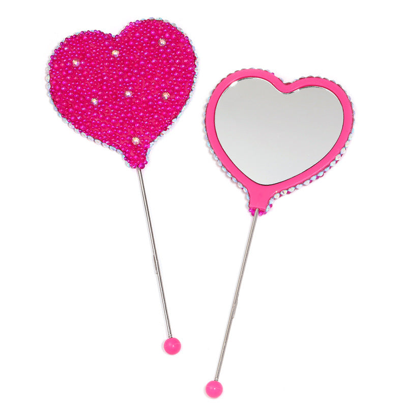 Beadable Heart Shape Handheld Makeup Mirror 11