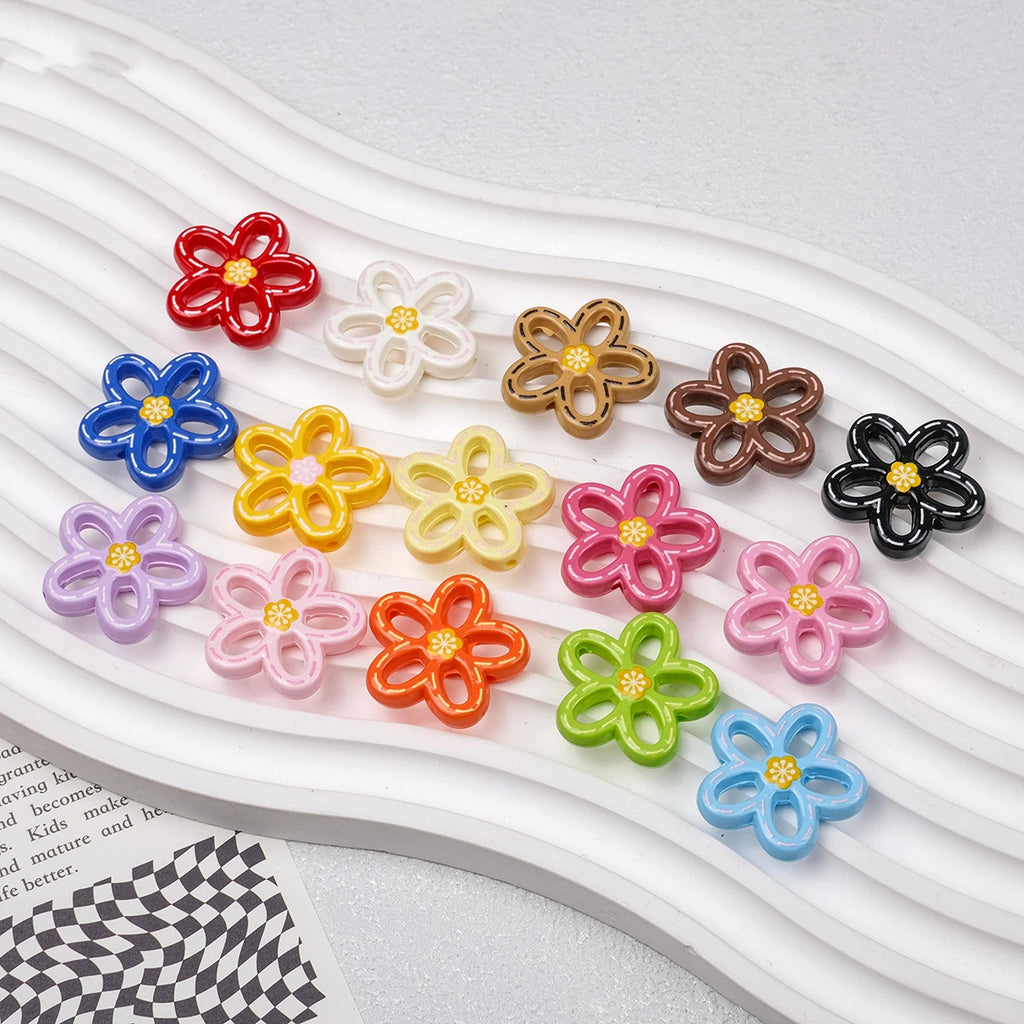 Hollow Dotted Line Sakura Flower Acrylic Beads 25mm 20pcs 3