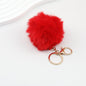 Pom Pom Keychain Fluffy Imitation Rex Rabbit Fur Ball 8cm With Lobster Clasp - 12# Red