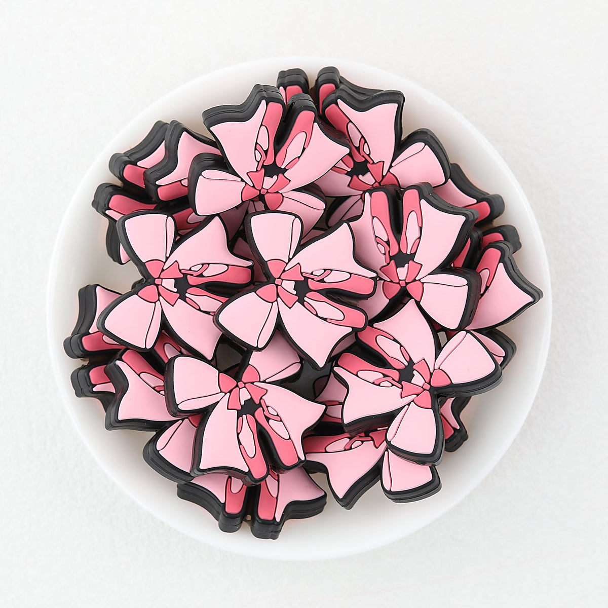 Pink Bow Ballet Shoe Silicone Focal Beads 20pcs
