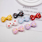 Painted Bow Acrylic Beads 35mm Quilted Enamel Glossy 30pcs