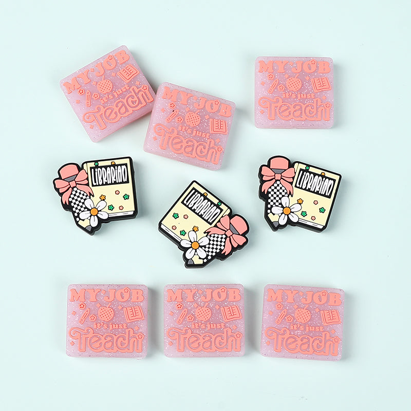 Silicone Focal Beads Library Reed Duck Book Phrase Set 20pcs 7